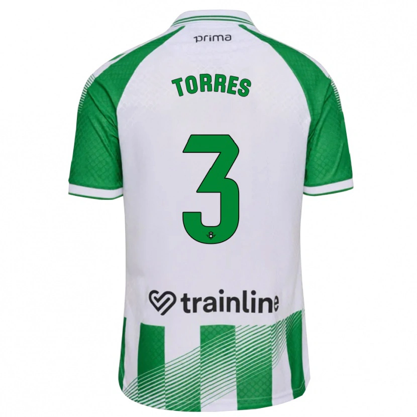 Danxen Bambino Maglia Álex Torres #3 Verde Chiaro Nero Bianco Kit Gara Home 2026/27 Maglietta
