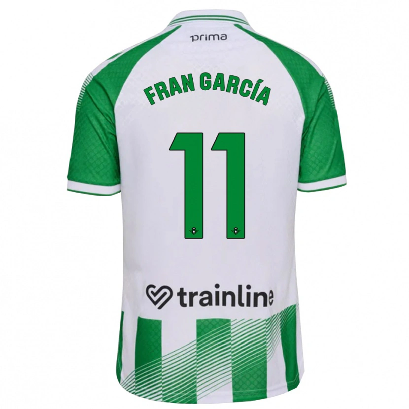 Danxen Bambino Maglia Fran García #11 Verde Chiaro Nero Bianco Kit Gara Home 2026/27 Maglietta