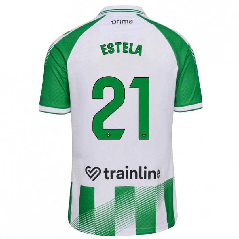 Danxen Bambino Maglia Estela Fernández #21 Verde Chiaro Nero Bianco Kit Gara Home 2026/27 Maglietta