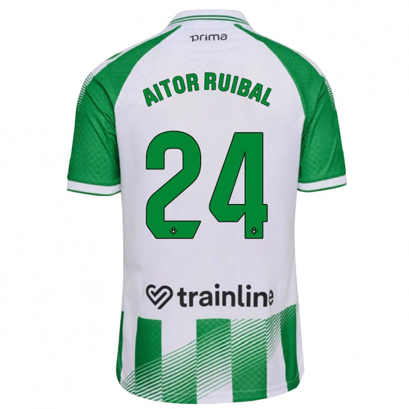 Danxen Bambino Maglia Aitor Ruibal #24 Verde Chiaro Nero Bianco Kit Gara Home 2026/27 Maglietta