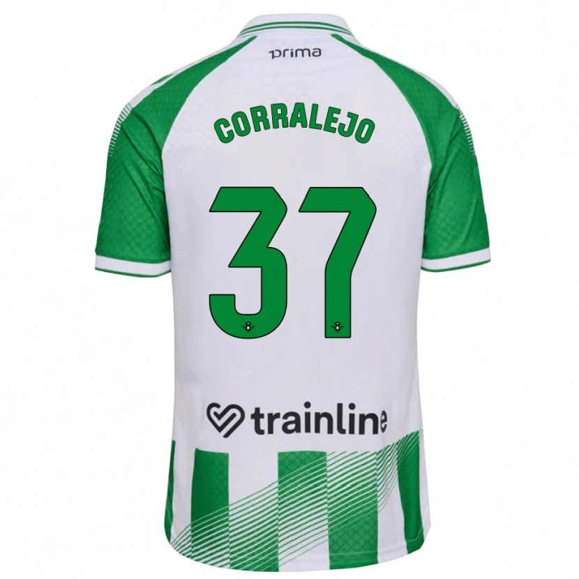 Danxen Bambino Maglia Iván Corralejo #37 Verde Chiaro Nero Bianco Kit Gara Home 2026/27 Maglietta