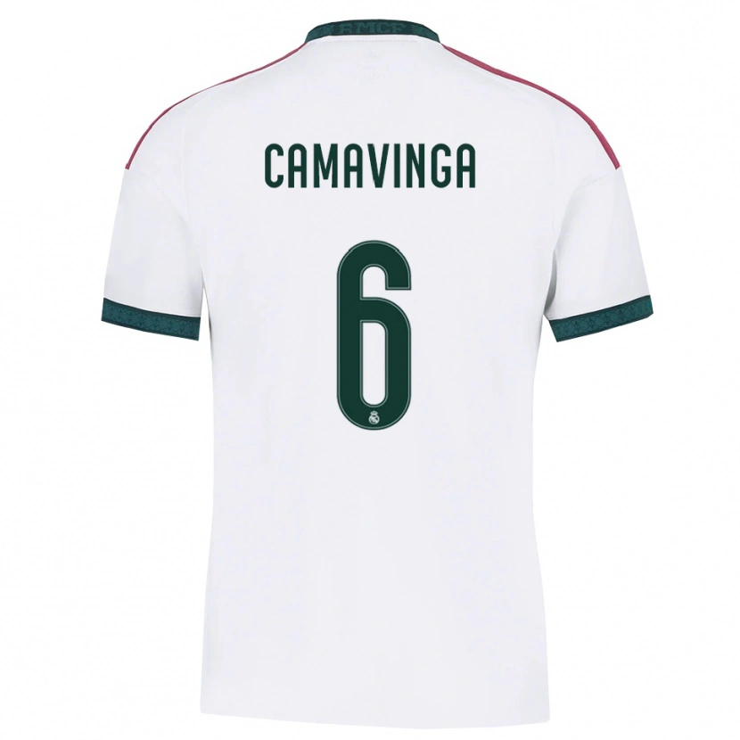 Danxen Bambino Maglia Eduardo Camavinga #6 Verde Scuro Bianco Rosso Kit Gara Home 2026/27 Maglietta