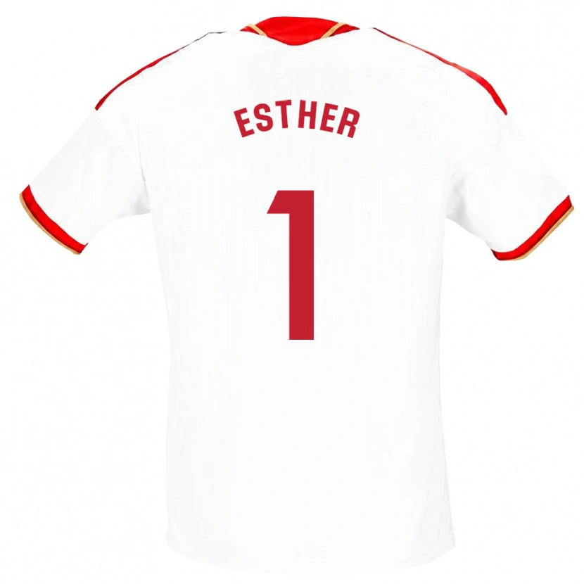 Danxen Bambino Maglia Esther Sullastres Ayuso #1 Bianco Rosso Kit Gara Home 2026/27 Maglietta