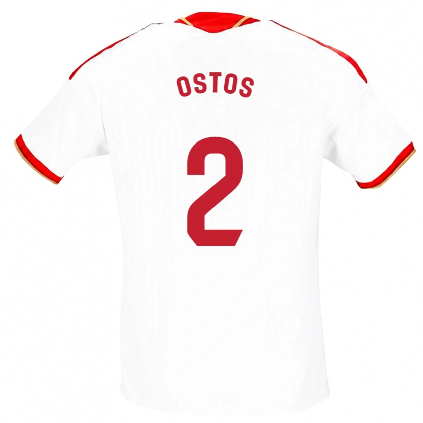 Danxen Bambino Maglia Fran Ostos #2 Bianco Rosso Kit Gara Home 2026/27 Maglietta
