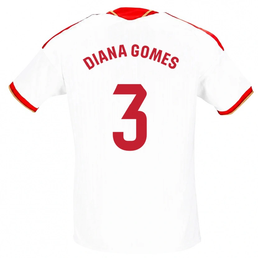Danxen Bambino Maglia Diana Catarina Ribeiro Gomes #3 Bianco Rosso Kit Gara Home 2026/27 Maglietta