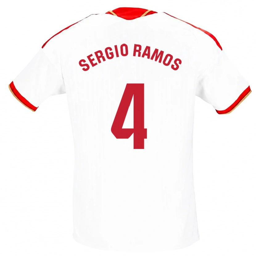 Danxen Bambino Maglia Sergio Ramos #4 Bianco Rosso Kit Gara Home 2026/27 Maglietta