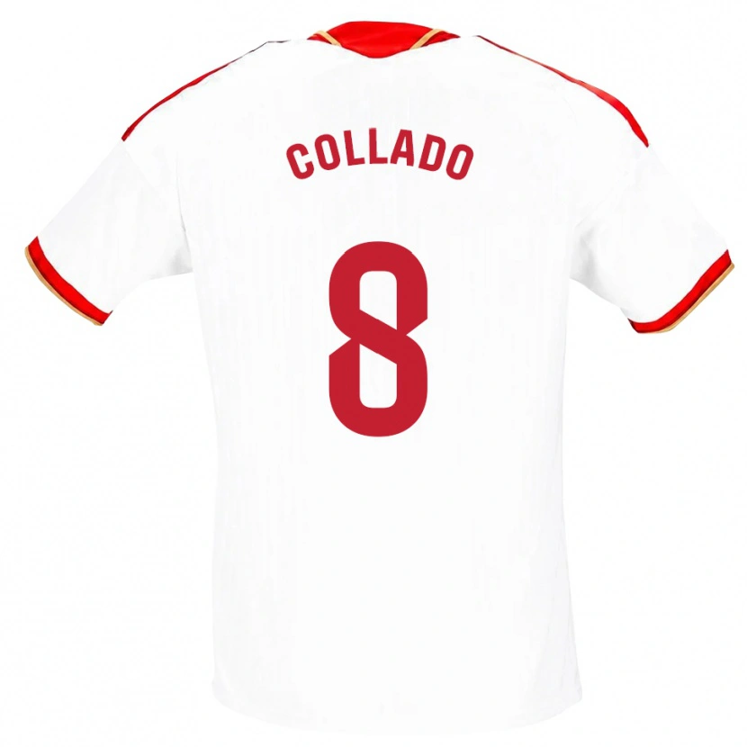 Danxen Bambino Maglia Alberto Collado #8 Bianco Rosso Kit Gara Home 2026/27 Maglietta
