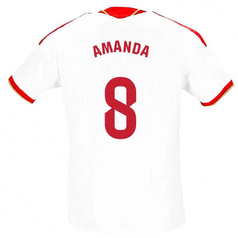 Danxen Bambino Maglia Amanda Sampedro Bustos #8 Bianco Rosso Kit Gara Home 2026/27 Maglietta