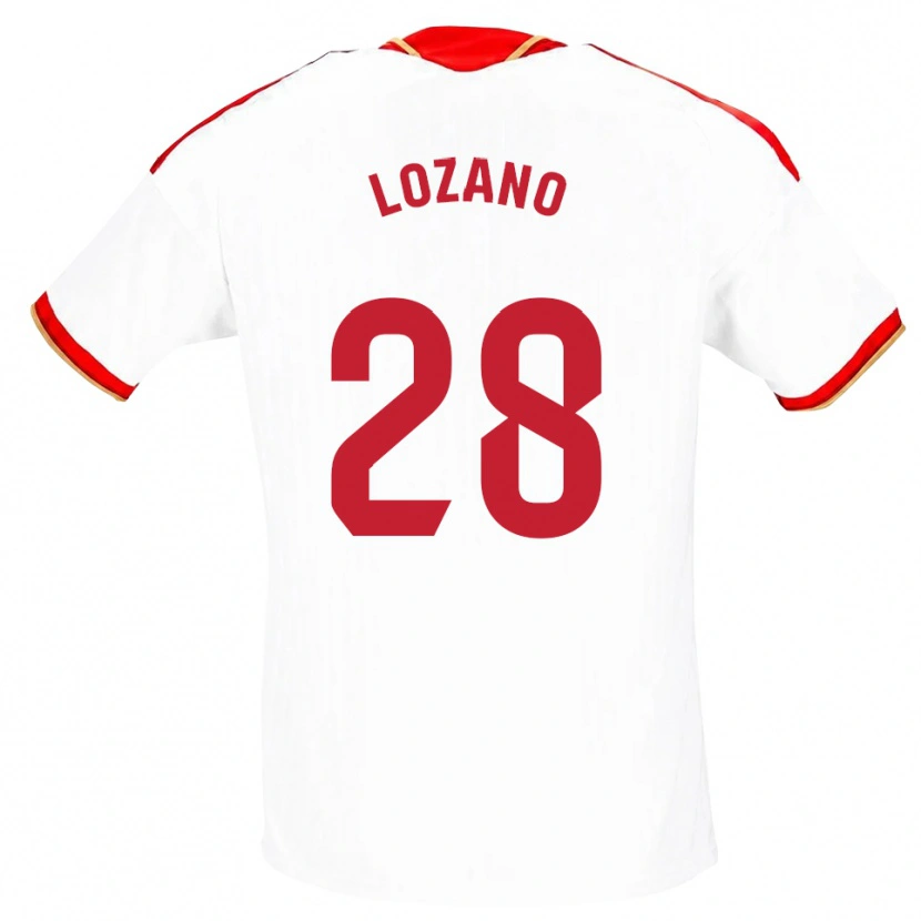 Danxen Bambino Maglia Elena Lozano #28 Bianco Rosso Kit Gara Home 2026/27 Maglietta