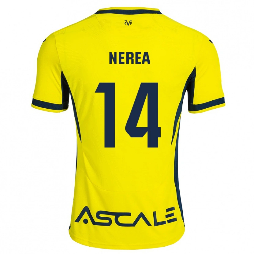 Danxen Bambino Maglia Nerea Pérez #14 Giallo Nero Rosso Kit Gara Home 2026/27 Maglietta