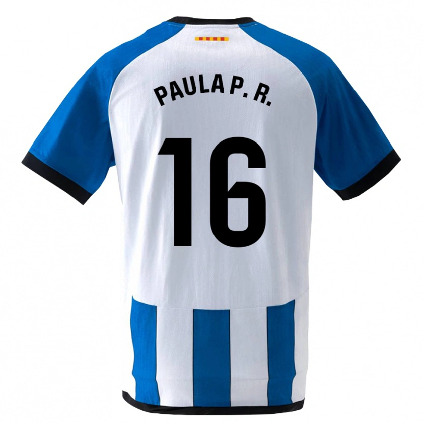 Danxen Bambino Maglia Paula Perea Ramírez #16 Blu Reale Bianco Kit Gara Home 2026/27 Maglietta