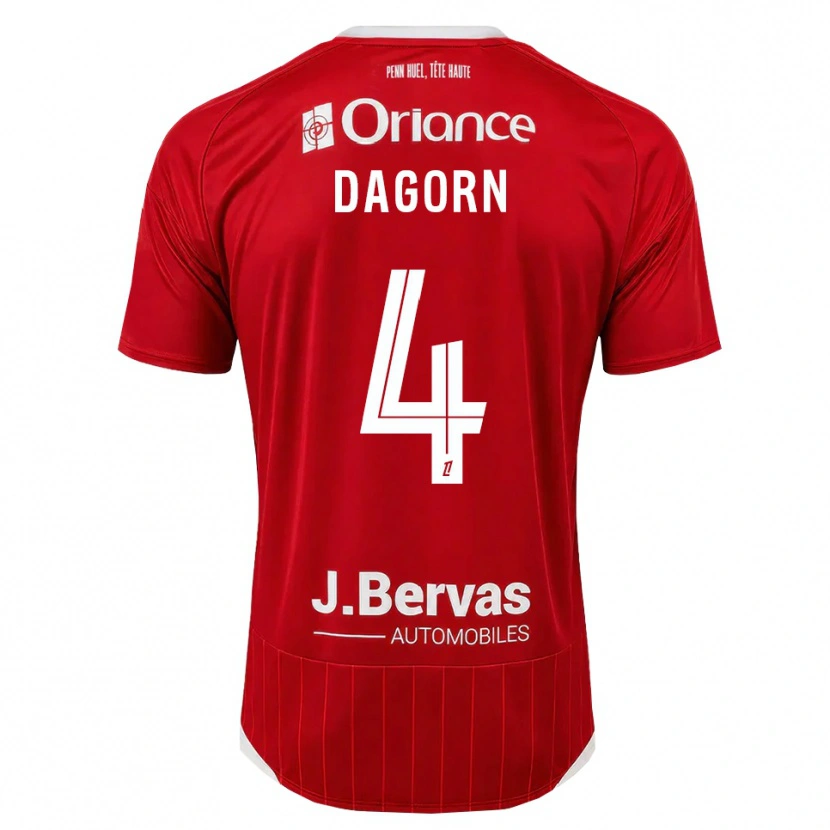 Danxen Bambino Maglia Maxime Dagorn #4 Bianco Rosso Kit Gara Home 2026/27 Maglietta
