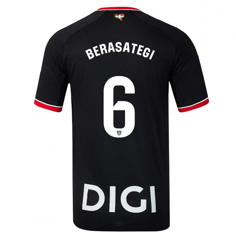 Danxen Bambino Maglia Suhar Berasategi #6 Nero Bianco Rosso Kit Gara Away 2026/27 Maglietta