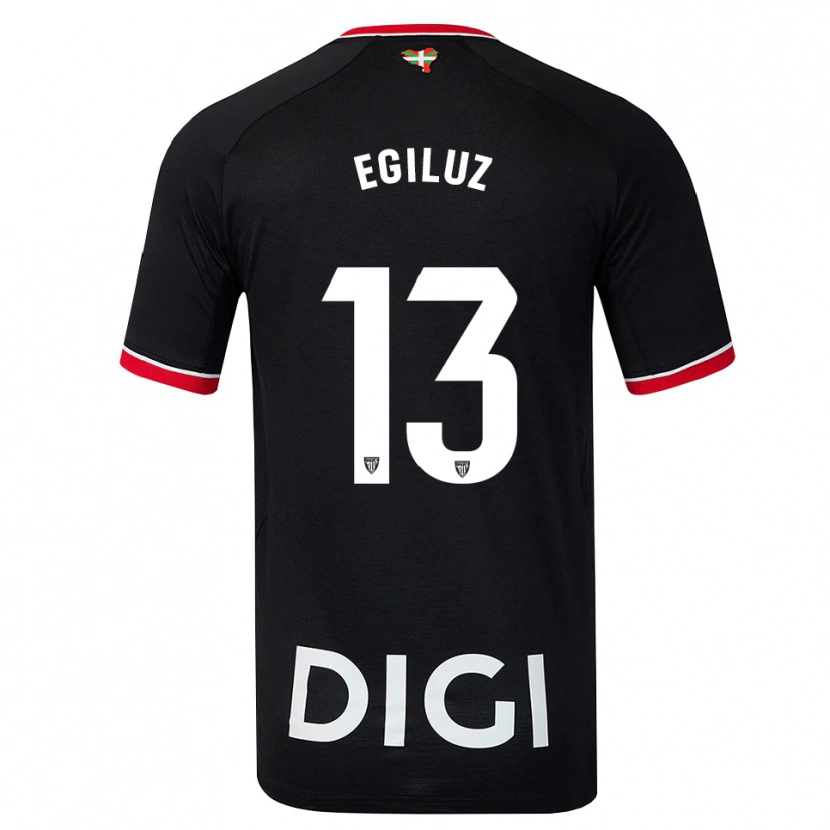 Danxen Bambino Maglia Unai Egiluz #13 Nero Bianco Rosso Kit Gara Away 2026/27 Maglietta