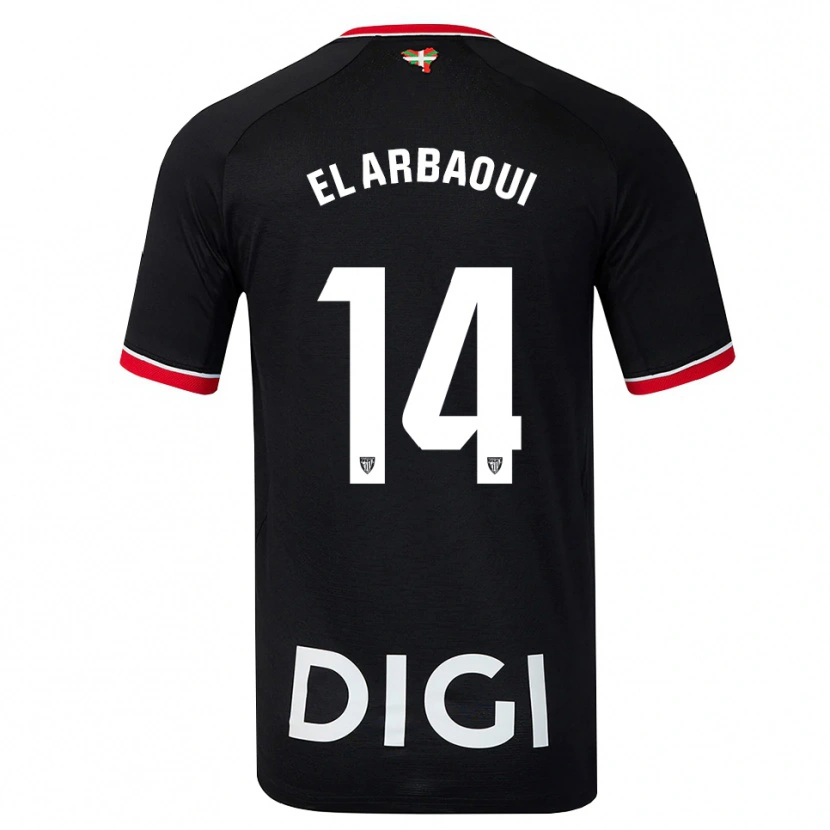 Danxen Bambino Maglia Ilyas El Arbaoui #14 Nero Bianco Rosso Kit Gara Away 2026/27 Maglietta