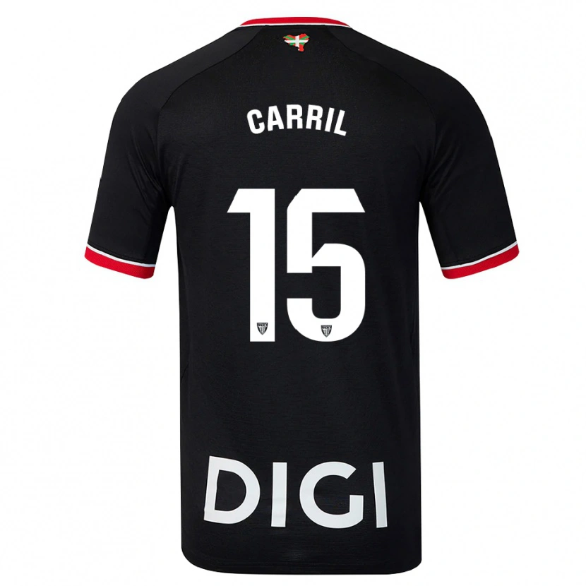 Danxen Bambino Maglia Álex Carril #15 Nero Bianco Rosso Kit Gara Away 2026/27 Maglietta