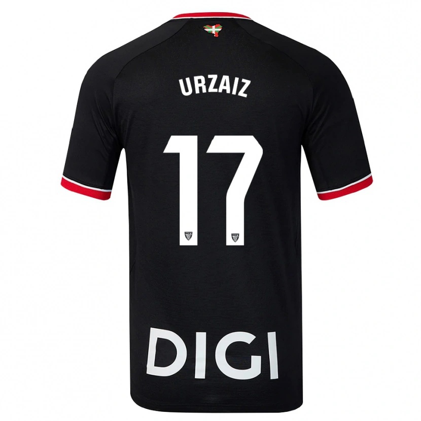 Danxen Bambino Maglia Unax Urzaiz #17 Nero Bianco Rosso Kit Gara Away 2026/27 Maglietta