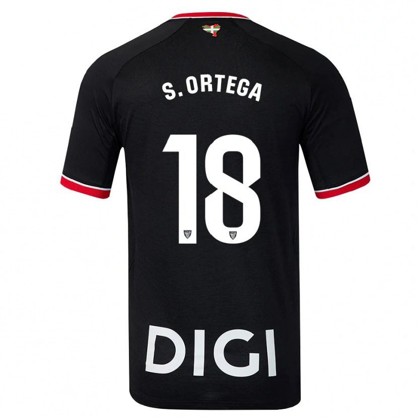Danxen Bambino Maglia Sara Ortega Ruiz #18 Nero Bianco Rosso Kit Gara Away 2026/27 Maglietta