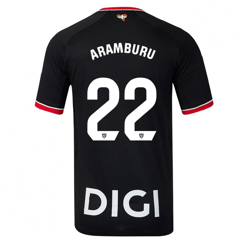 Danxen Bambino Maglia Beñat Aramburu #22 Nero Bianco Rosso Kit Gara Away 2026/27 Maglietta
