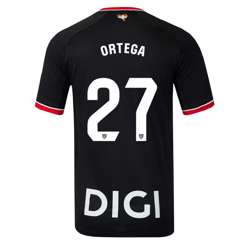 Danxen Bambino Maglia Sara Ortega #27 Nero Bianco Rosso Kit Gara Away 2026/27 Maglietta
