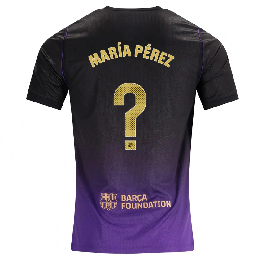 Danxen Bambino Maglia María Pérez #0 Viola Giallo Nero Kit Gara Away 2026/27 Maglietta