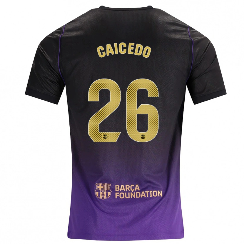Danxen Bambino Maglia Josué Caicedo #26 Viola Giallo Nero Kit Gara Away 2026/27 Maglietta