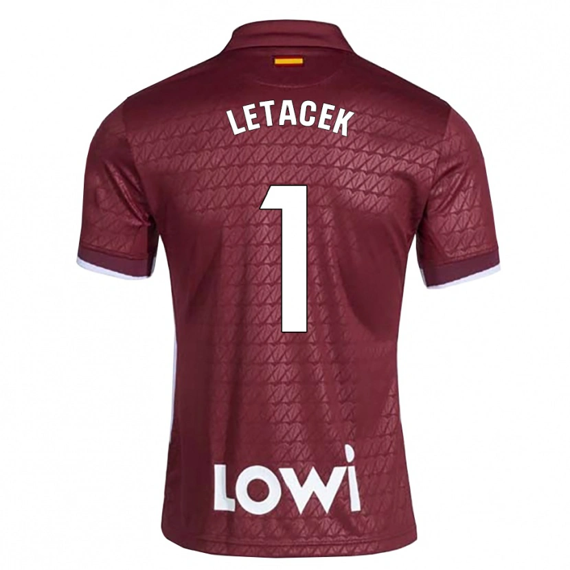 Danxen Bambino Maglia Jiri Letacek #1 Rosso Scuro Bianco Kit Gara Away 2026/27 Maglietta