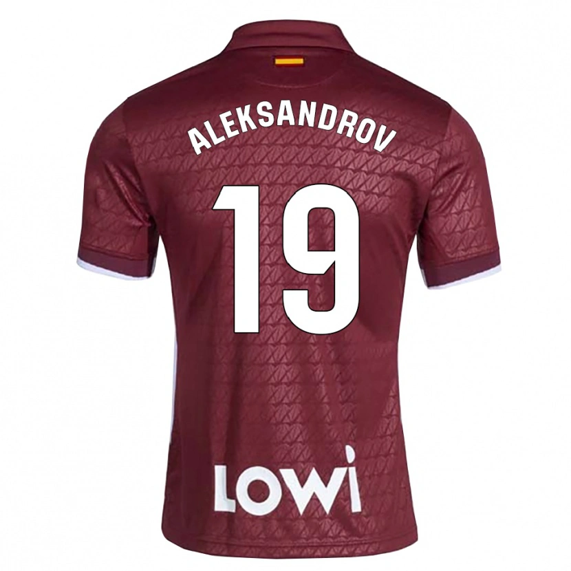 Danxen Bambino Maglia Mykyta Aleksandrov #19 Rosso Scuro Bianco Kit Gara Away 2026/27 Maglietta