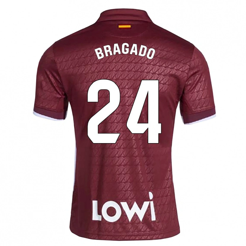 Danxen Bambino Maglia Alonso Bragado #24 Rosso Scuro Bianco Kit Gara Away 2026/27 Maglietta