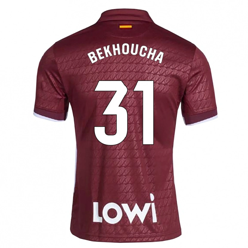 Danxen Bambino Maglia Ismael Bekhoucha #31 Rosso Scuro Bianco Kit Gara Away 2026/27 Maglietta