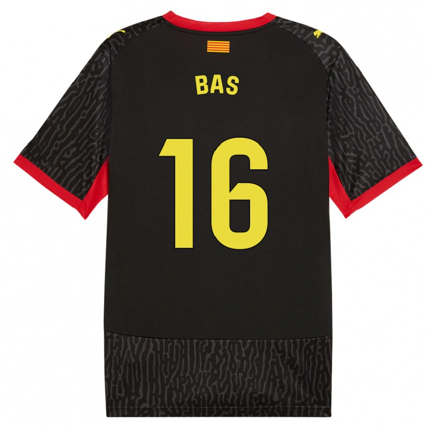 Danxen Bambino Maglia Jordi Bas #16 Nero Giallo Rosso Kit Gara Away 2026/27 Maglietta
