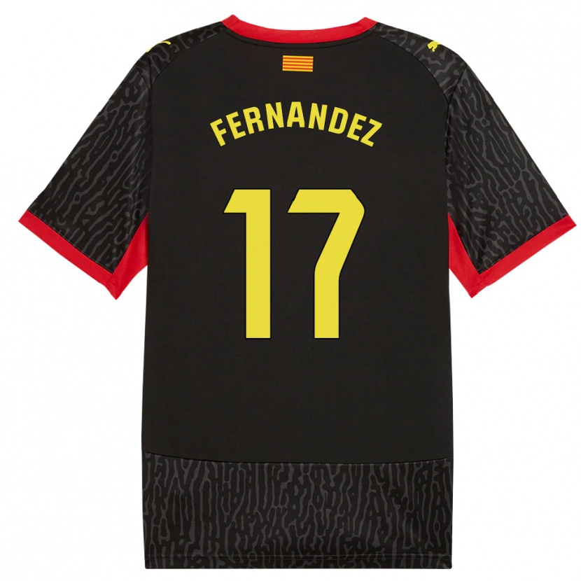 Danxen Bambino Maglia Daniel Fernández #17 Nero Giallo Rosso Kit Gara Away 2026/27 Maglietta