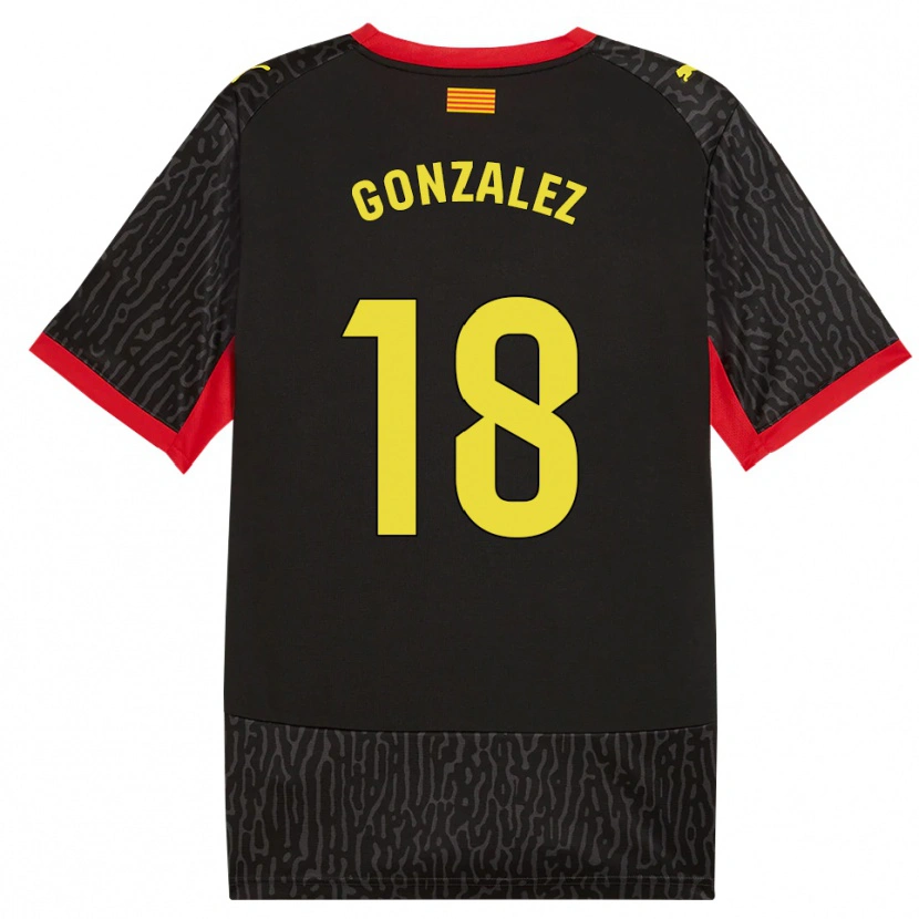 Danxen Bambino Maglia Gerard Gonzalez #18 Nero Giallo Rosso Kit Gara Away 2026/27 Maglietta