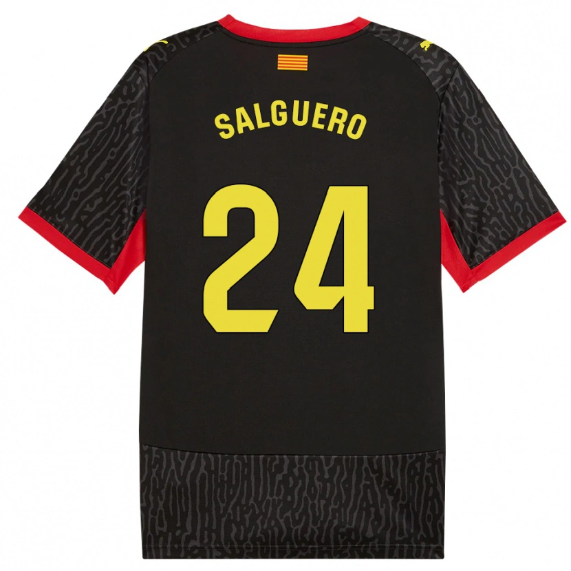 Danxen Bambino Maglia Antonio Salguero #24 Nero Giallo Rosso Kit Gara Away 2026/27 Maglietta