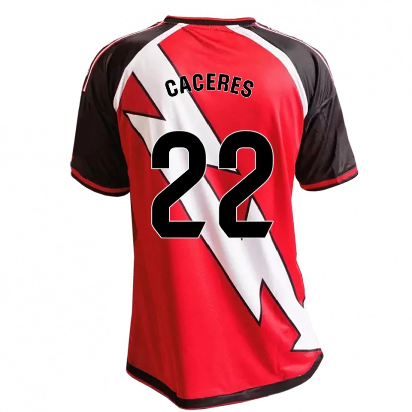 Danxen Bambino Maglia Daniel Cáceres #22 Rosso Nero Bianco Kit Gara Away 2026/27 Maglietta
