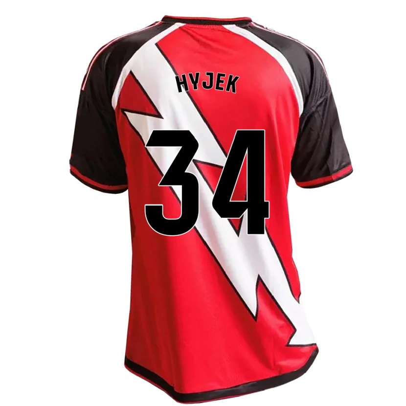 Danxen Bambino Maglia David Hyjek #34 Rosso Nero Bianco Kit Gara Away 2026/27 Maglietta