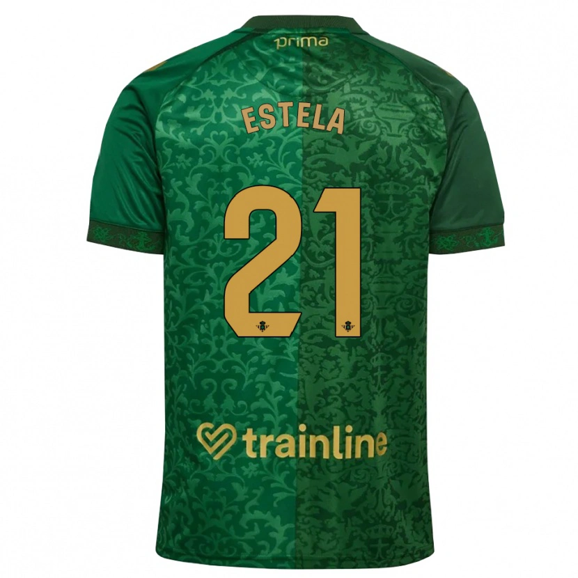 Danxen Bambino Maglia Estela Fernández #21 Verde Foresta Marrone Dorato Scuro Kit Gara Away 2026/27 Maglietta