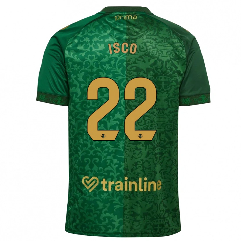 Danxen Bambino Maglia Isco #22 Verde Foresta Marrone Dorato Scuro Kit Gara Away 2026/27 Maglietta