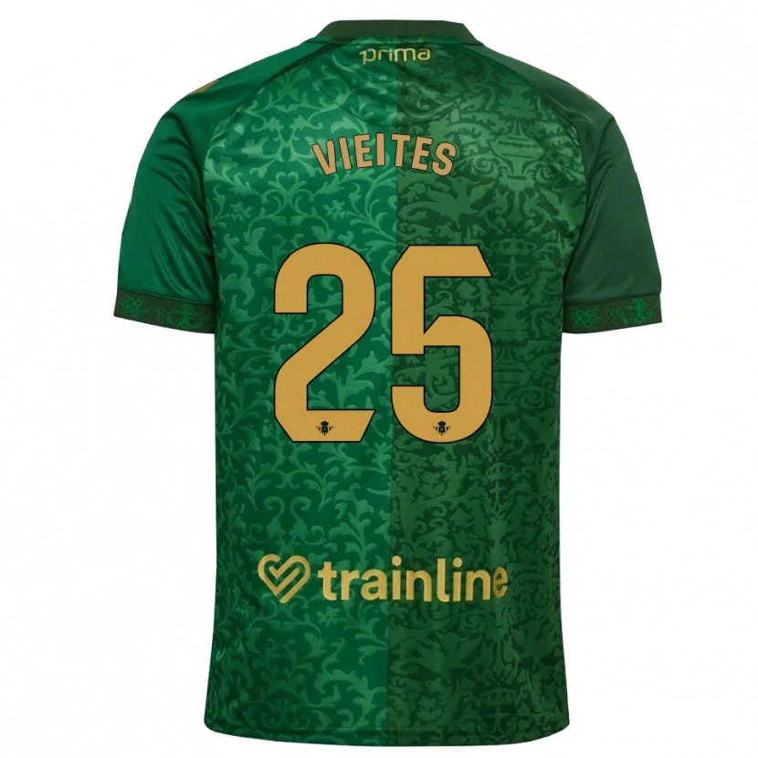 Danxen Bambino Maglia Fran Vieites #25 Verde Foresta Marrone Dorato Scuro Kit Gara Away 2026/27 Maglietta