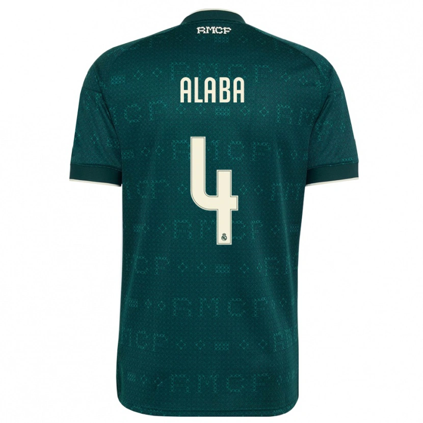 Danxen Bambino Maglia David Alaba #4 Grigio Ardesia Scuro Bianco Kit Gara Away 2026/27 Maglietta