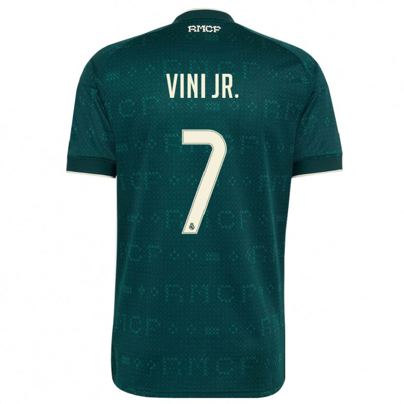 Danxen Bambino Maglia Vinicius Junior #7 Grigio Ardesia Scuro Bianco Kit Gara Away 2026/27 Maglietta