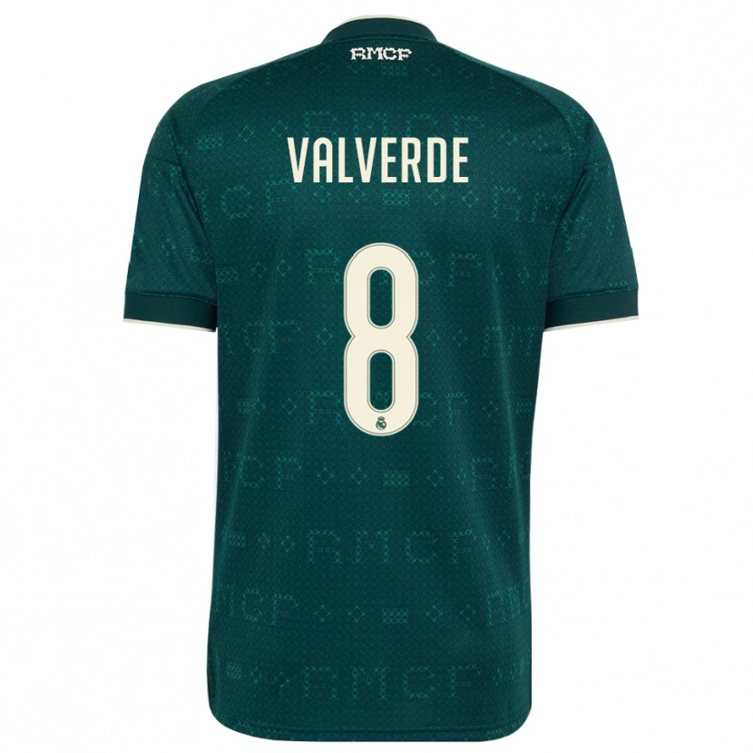Danxen Bambino Maglia Federico Valverde #8 Grigio Ardesia Scuro Bianco Kit Gara Away 2026/27 Maglietta