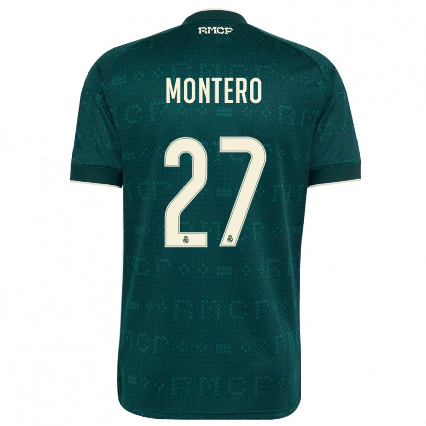 Danxen Bambino Maglia Pablo Montero #27 Grigio Ardesia Scuro Bianco Kit Gara Away 2026/27 Maglietta