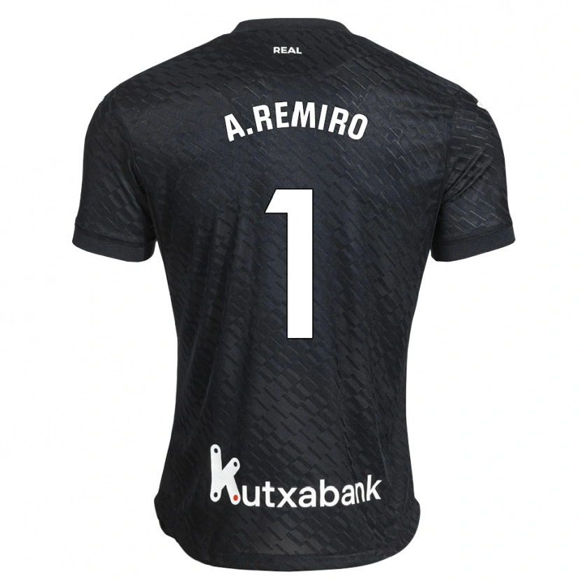 Danxen Bambino Maglia Álex Remiro #1 Nero Bianco Kit Gara Away 2026/27 Maglietta