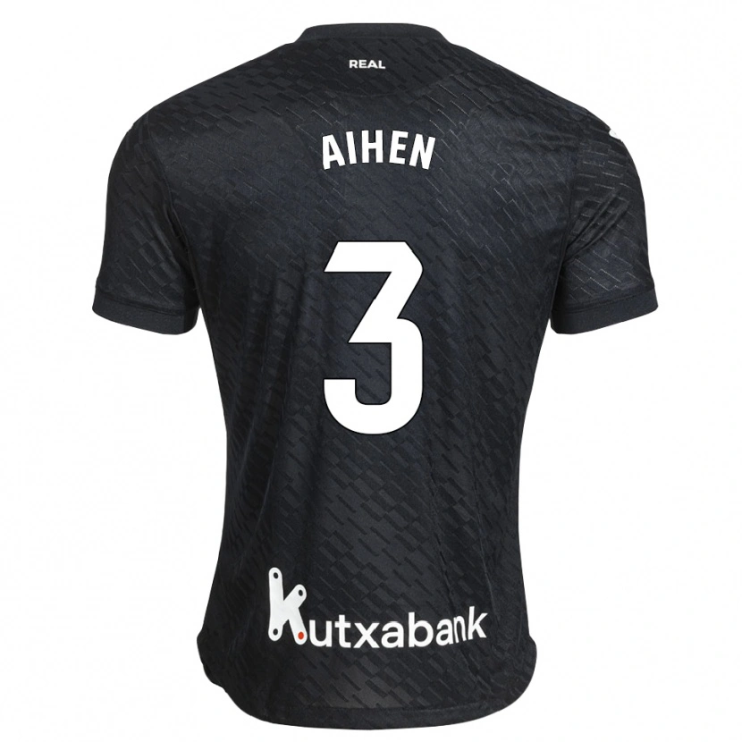 Danxen Bambino Maglia Aihen Muñoz #3 Nero Bianco Kit Gara Away 2026/27 Maglietta