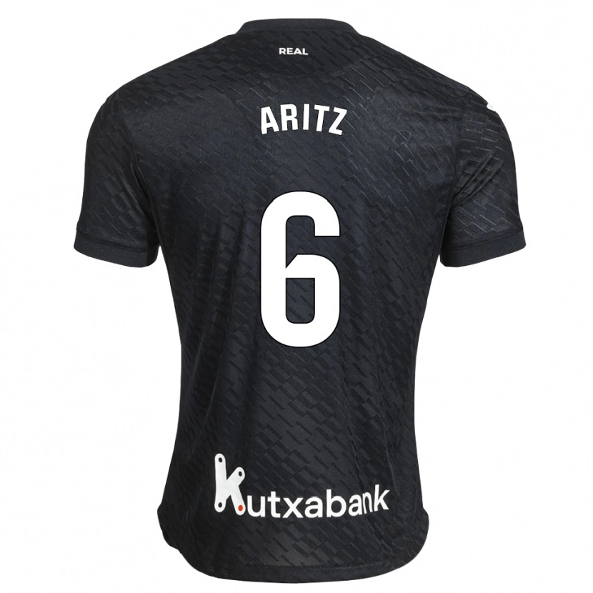 Danxen Bambino Maglia Aritz Elustondo #6 Nero Bianco Kit Gara Away 2026/27 Maglietta