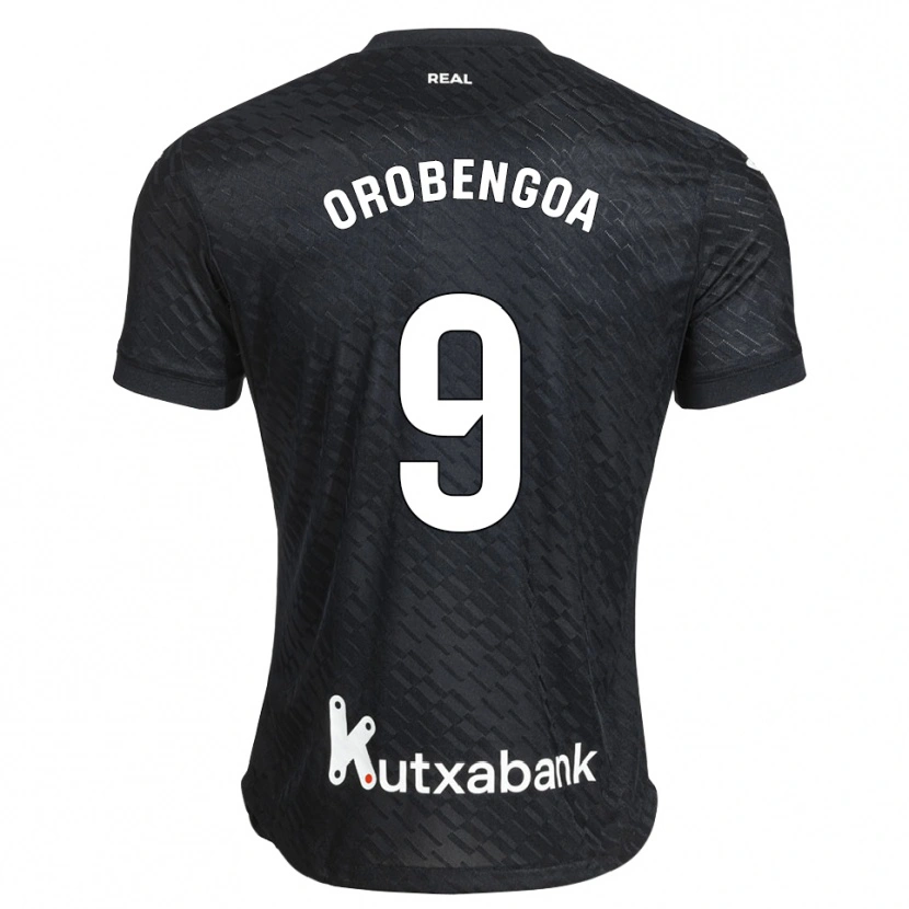 Danxen Bambino Maglia Ekain Orobengoa #9 Nero Bianco Kit Gara Away 2026/27 Maglietta