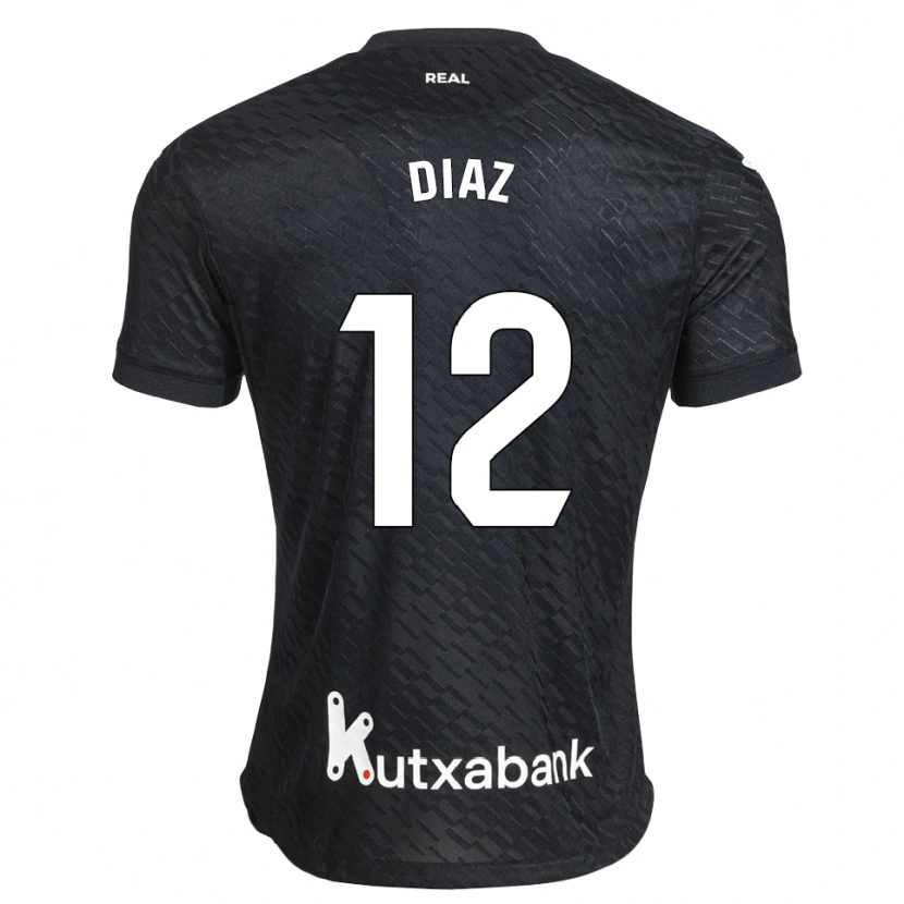 Danxen Bambino Maglia Ekain Díaz #12 Nero Bianco Kit Gara Away 2026/27 Maglietta