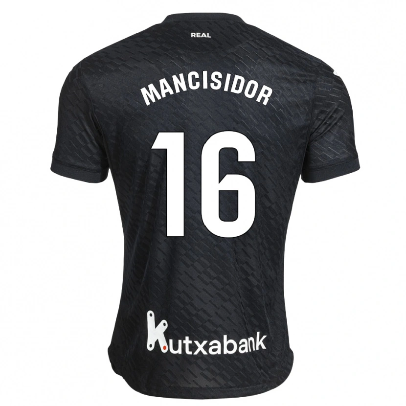 Danxen Bambino Maglia Beñat Mancisidor #16 Nero Bianco Kit Gara Away 2026/27 Maglietta