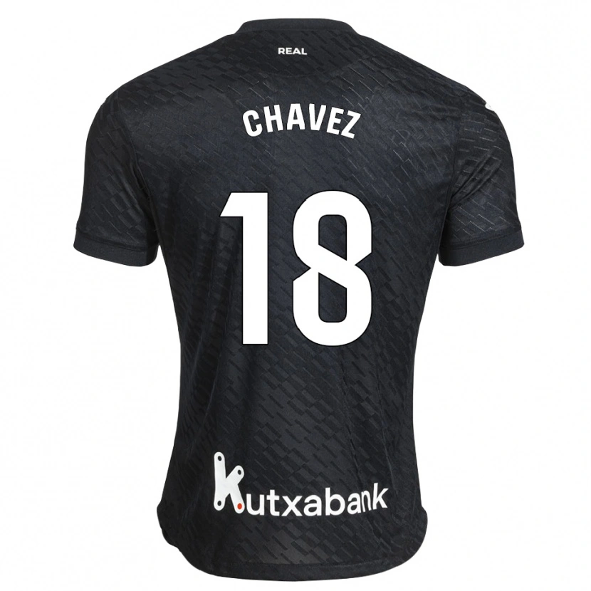 Danxen Bambino Maglia Oihan Chavez #18 Nero Bianco Kit Gara Away 2026/27 Maglietta